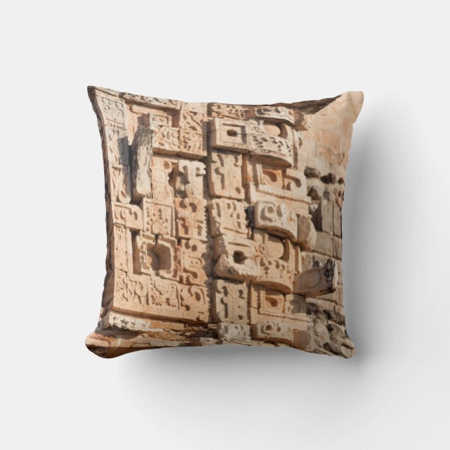 Detail Of Magician Pyramid, Yucatan, Mexico Throw Pillow (Front)