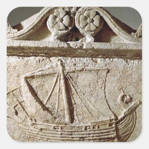 Detail of the Ship Sarcophagus from Sidon Square Sticker