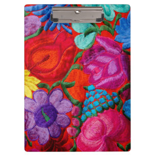 Detail of traditional embroidery floral textile clipboard