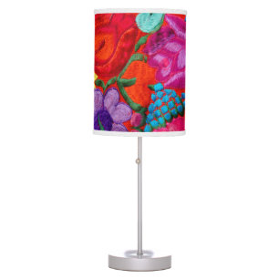 Detail of traditional embroidery floral textile table lamp