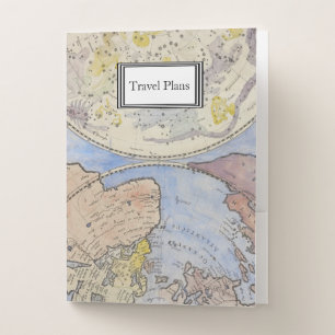Detail of Vintage Old World Map Travel Plans Pocket Folder
