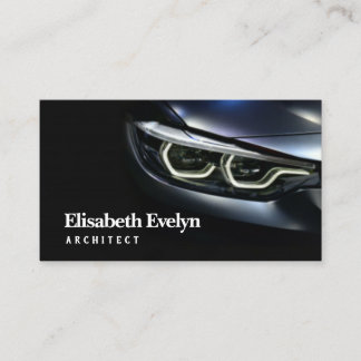 Detail on one of the led headlights modern car business card