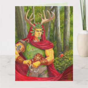 Detail portrait of the Celtic Oak King Card