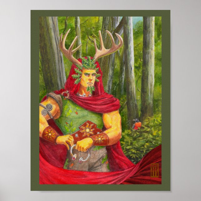 Detail portrait of the Celtic Oak King Poster (Front)