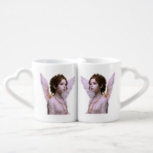 Detailed Angelic Portrait Coffee Mug Set