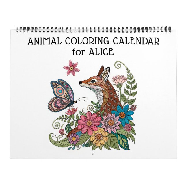 Detailed Animal Coloring Calendar (Cover)