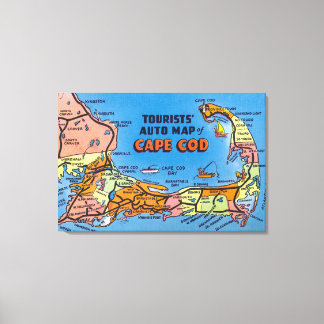 Detailed Auto Map of Cape Cod Canvas Print