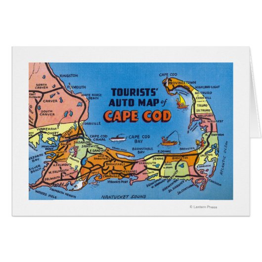 Detailed Auto Map of Cape Cod Cards (Front Horizontal)