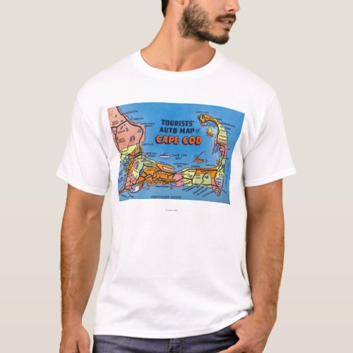 Detailed Auto Map of Cape Cod T_Shirt