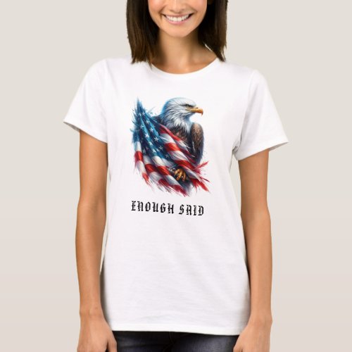   Detailed Bald Eagle AP16 American Flag USA  T_Shirt