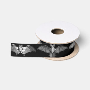 Detailed Bats Species Illustrations Black Satin Ribbon