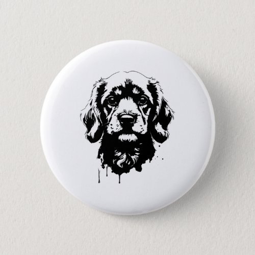 Detailed Black And White Dog Portrait Realistic Ca Button