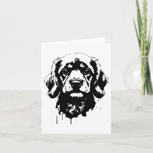 Detailed Black And White Dog Portrait Realistic Ca Card