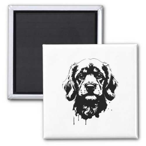 Detailed Black And White Dog Portrait Realistic Ca Magnet