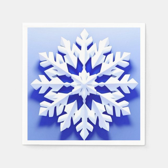 Detailed Blue Snowflake Napkins (Front)