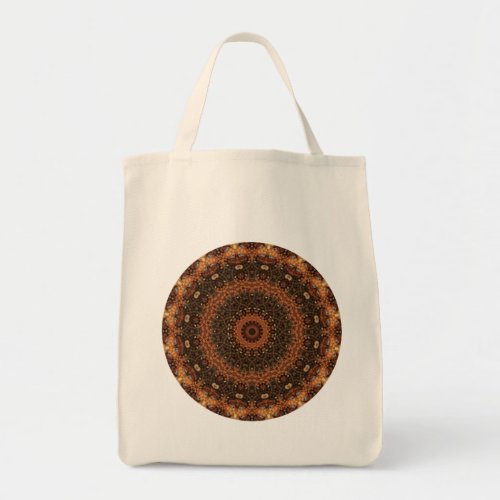 Detailed Brown Meditative Mandala Kaleidoscope Tote Bag