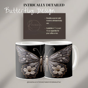 Detailed Butterfly Design Ceramic Mug