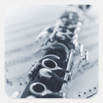 Detailed Clarinet Square Sticker by prophoto at Zazzle
