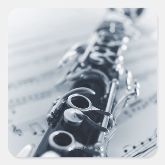 Detailed Clarinet Square Sticker (Front)