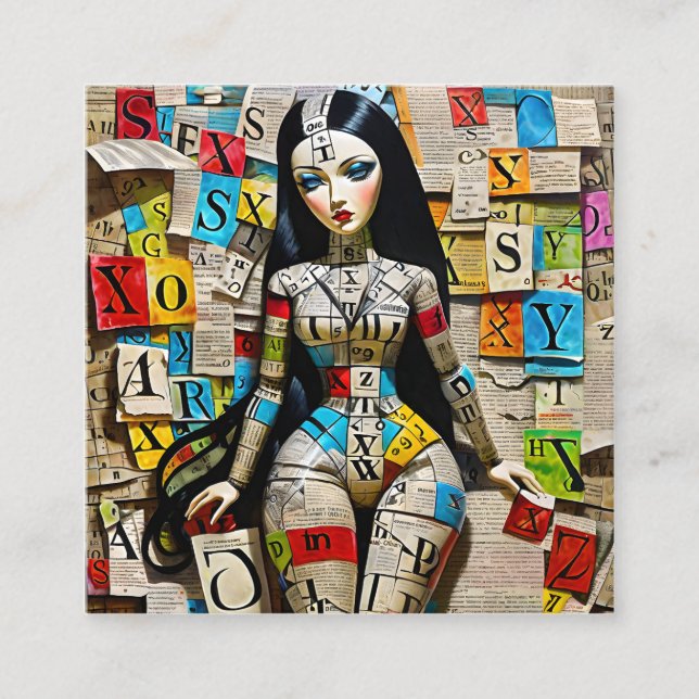 Detailed crosswords are the perfect doll for those square business card (Front)