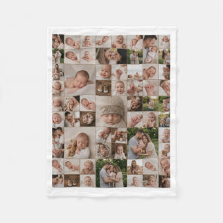 Detailed Family Photo Album Collage Grid Fleece Bl Blanket