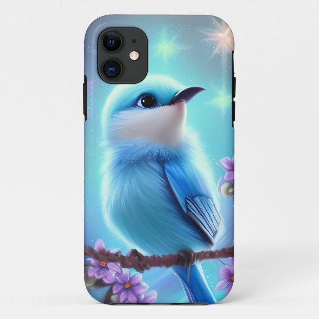 Detailed Fantasy Cute Kawaii baby blue bird Case-Mate iPhone Case (Back)