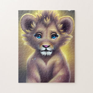 Detailed Fantasy Cute Kawaii baby lion cub Jigsaw Puzzle