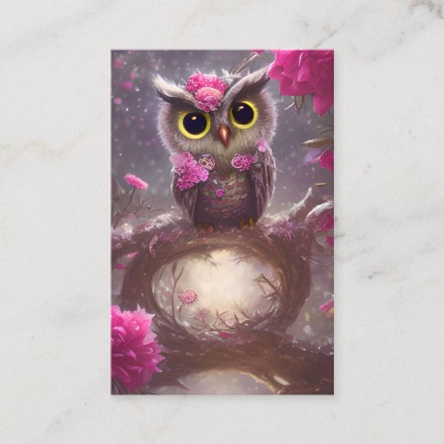 Detailed Fantasy Cute Kawaii Valentine Happy Owl Business Card