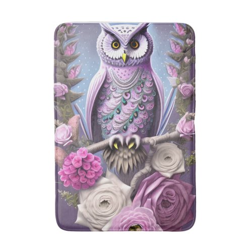 Detailed Fantasy Owl on a bed of Thorns Bath Mat