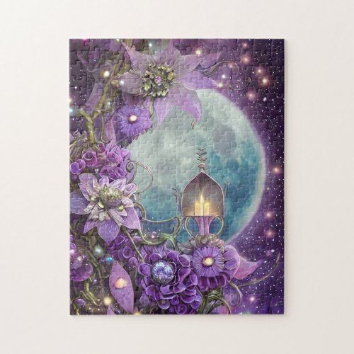 Detailed Fantasy Purple Moon Flower  Jigsaw Puzzle