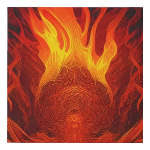 Detailed fire and flames faux canvas print