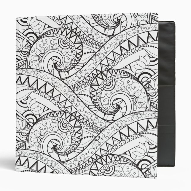 Detailed Floral Pattern Doodle Binder (Front/Inside)