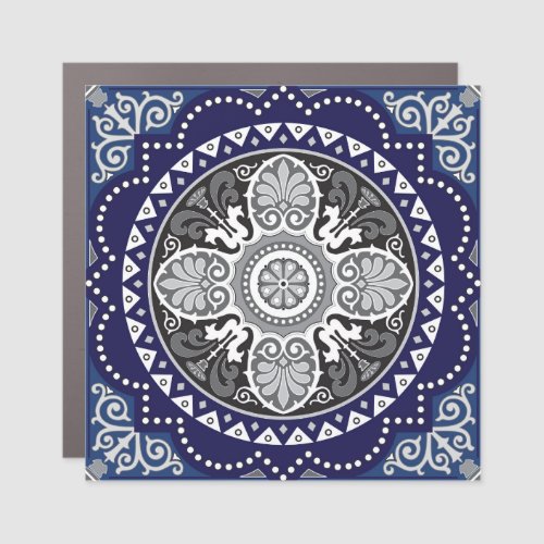 Detailed Floral Scarf Paisley Design Car Magnet