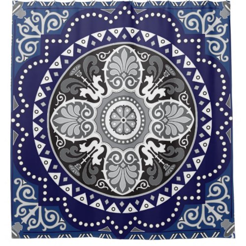 Detailed Floral Scarf Paisley Design Shower Curtain