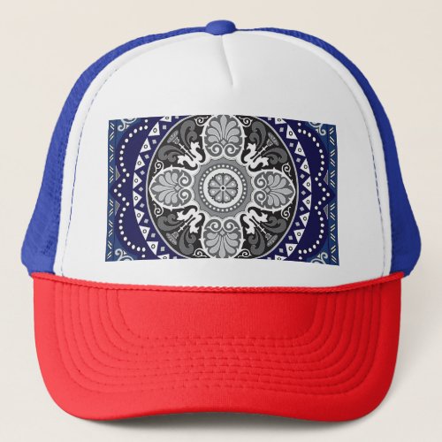 Detailed Floral Scarf Paisley Design Trucker Hat