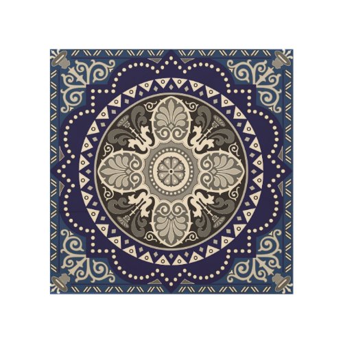 Detailed Floral Scarf Paisley Design Wood Wall Art
