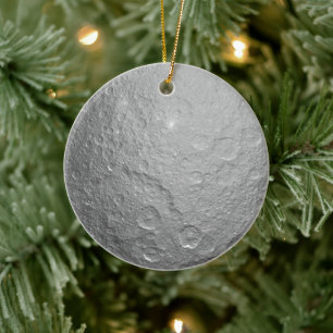 Detailed Full Moon Photo High-Res Lunar Surface Ceramic Ornament