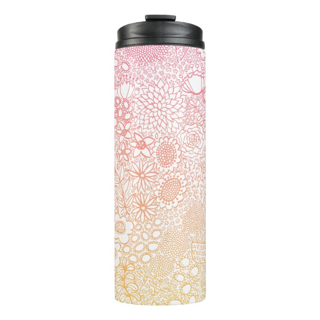 Detailed Garden Scene Artist Birthday Coral Peach Thermal Tumbler (Front)