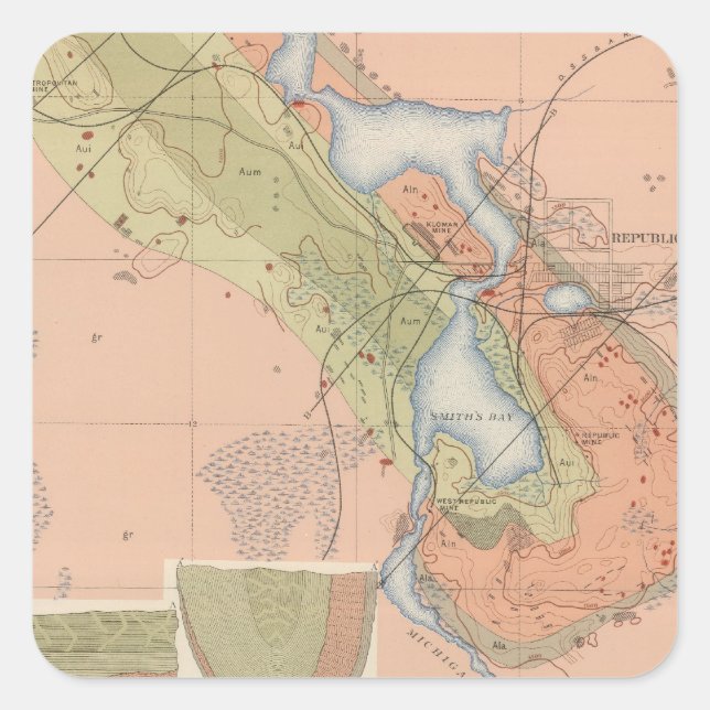 Detailed Geology Sheet XI Square Sticker (Front)