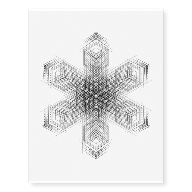 Detailed Geometric star design Temporary Tattoos (Front)