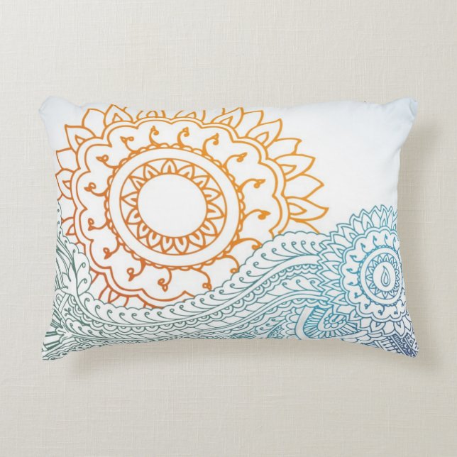 Detailed henna abstract sunrise accent pillow (Front)