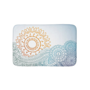 Detailed henna abstract sunrise bath mat