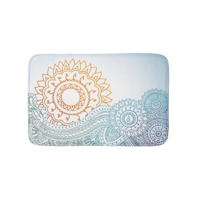 Detailed henna abstract sunrise bath mat (Front)