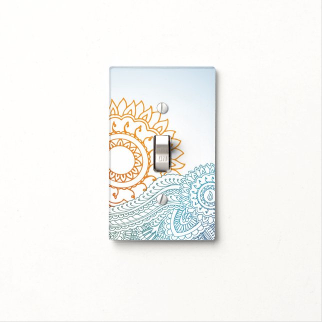 Detailed henna abstract sunrise light switch cover (In Situ)