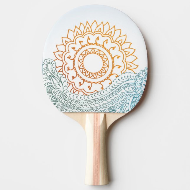 Detailed henna abstract sunrise Ping-Pong paddle (Front)
