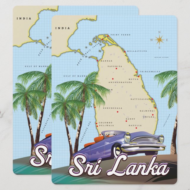 Detailed Illustrated map of Sri Lanka (Front/Back)