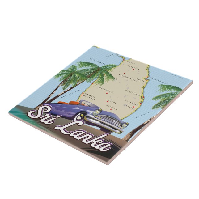 Detailed Illustrated map of Sri Lanka Ceramic Tile (Side)