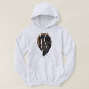 Detailed Illustration of an American Bison Head Hoodie