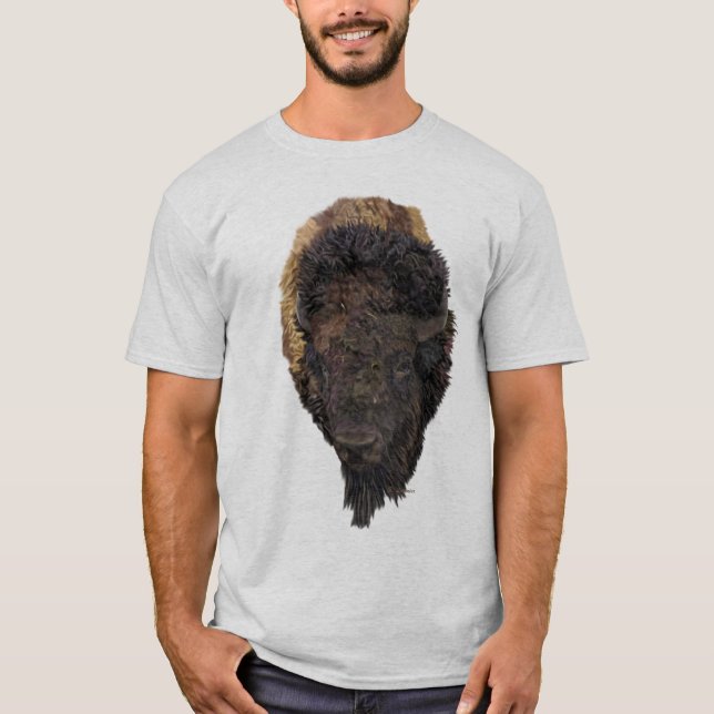 Detailed Illustration of an American Bison Head  T-Shirt (Front)