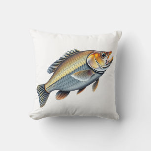 Detailed Illustration of an Australian Bass Fish Throw Pillow